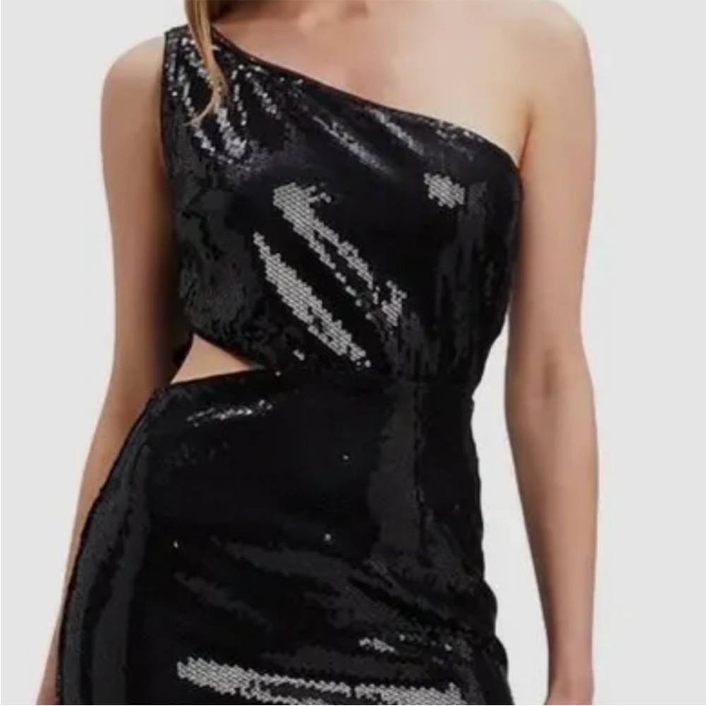 Bardot Lithium Sequin Black One-Shoulder Dress